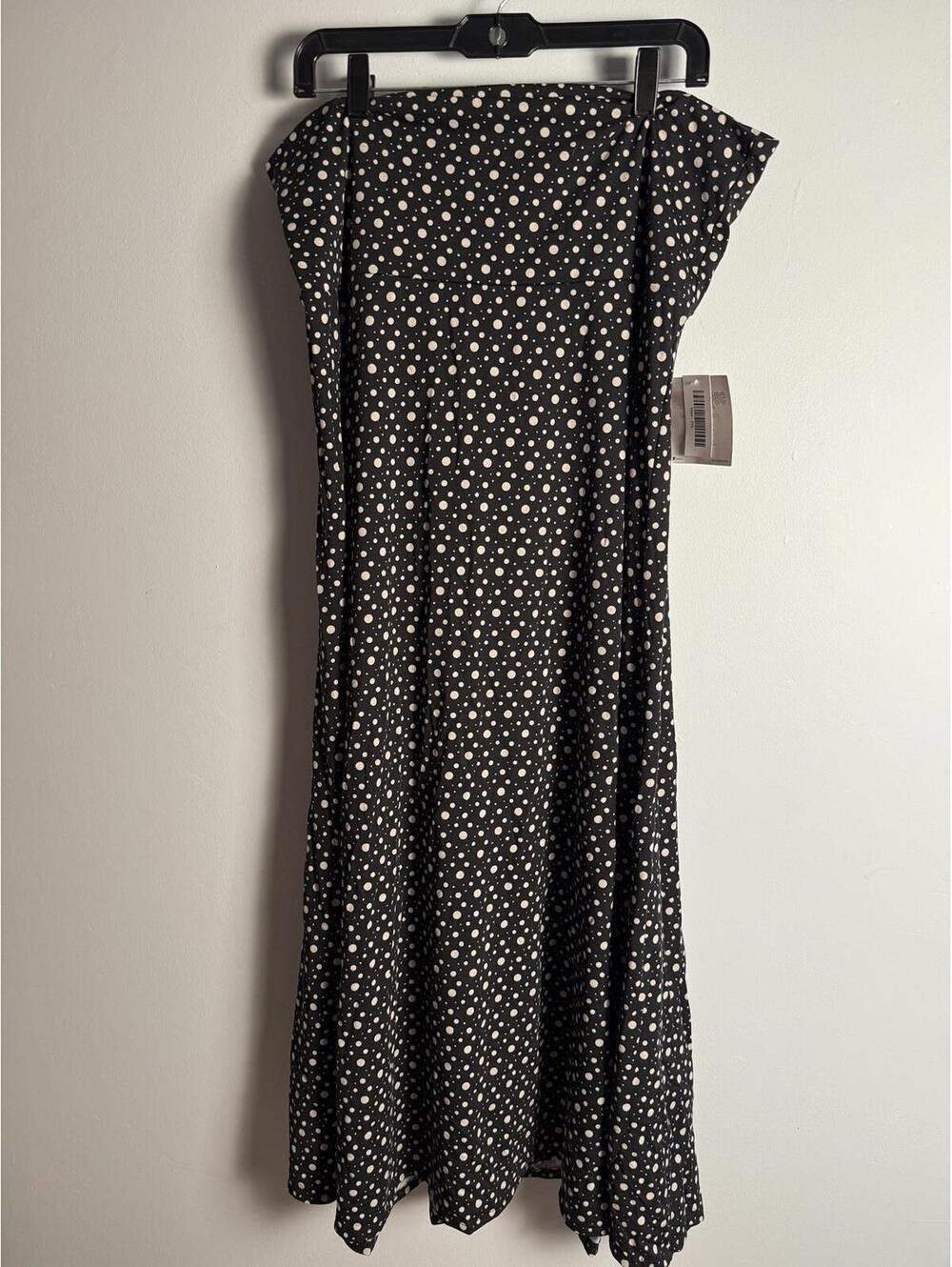 LuLaRoe Maxi Skirt Dress Black Cream Polka Dots Flowy High Yoga Waist 2XL NWT